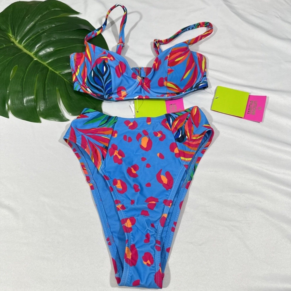 NWT  Tabitha Brown x‎ Target [ XXS ] Tropical/Leopard Bikini Top + Bottom #5413 - Picture 4 of 15